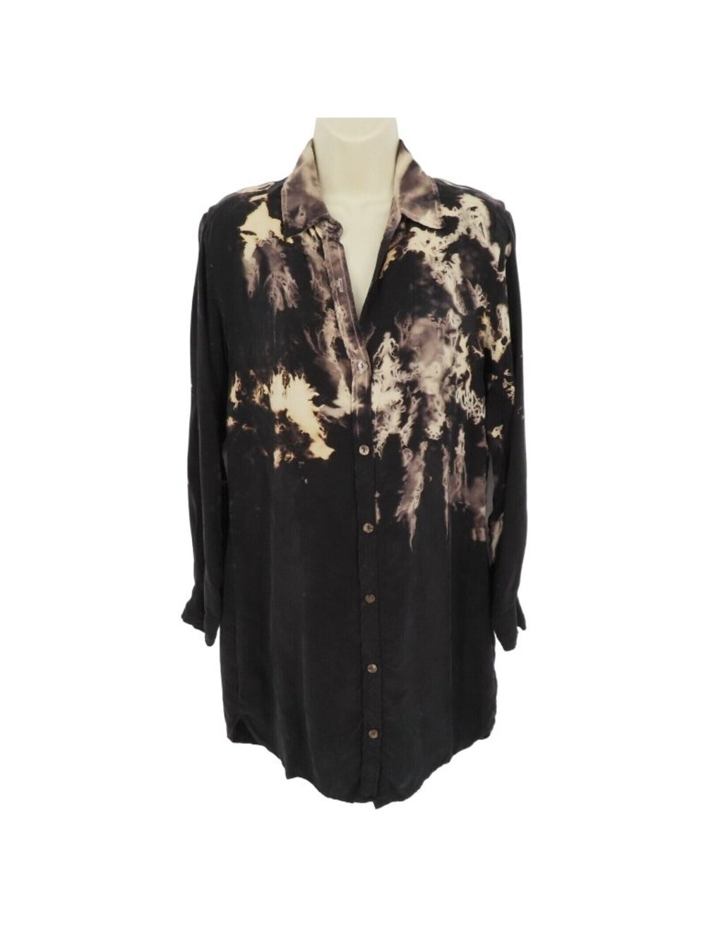 Fifteen Twenty Womens Small Smoke Print Collared Long Sleeve Button Shirt Dress